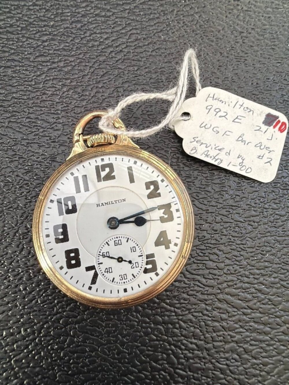 Hamilton 992E 21J Railroad Grade Pocket Watch 1935 Elinvar 10K White Gold Filled